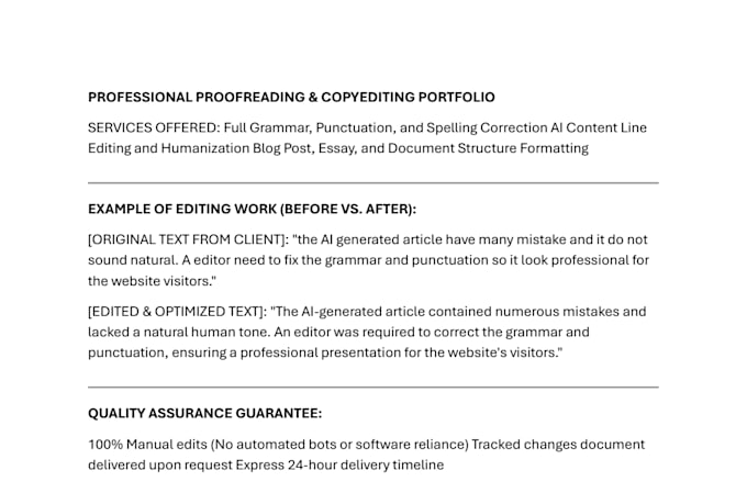 proofread and copy edit your ai text or blog post